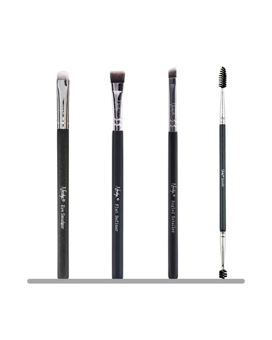 Buckle up for brow perfection with our 4-piece Brow Brush Set! Featuring a Spoolie, Angled Detailer, Flat Definer, and Smudger, these soft, vegan brushes with sturdy beech wood handles are every makeup artist’s dream for grooming, defining, and blending.